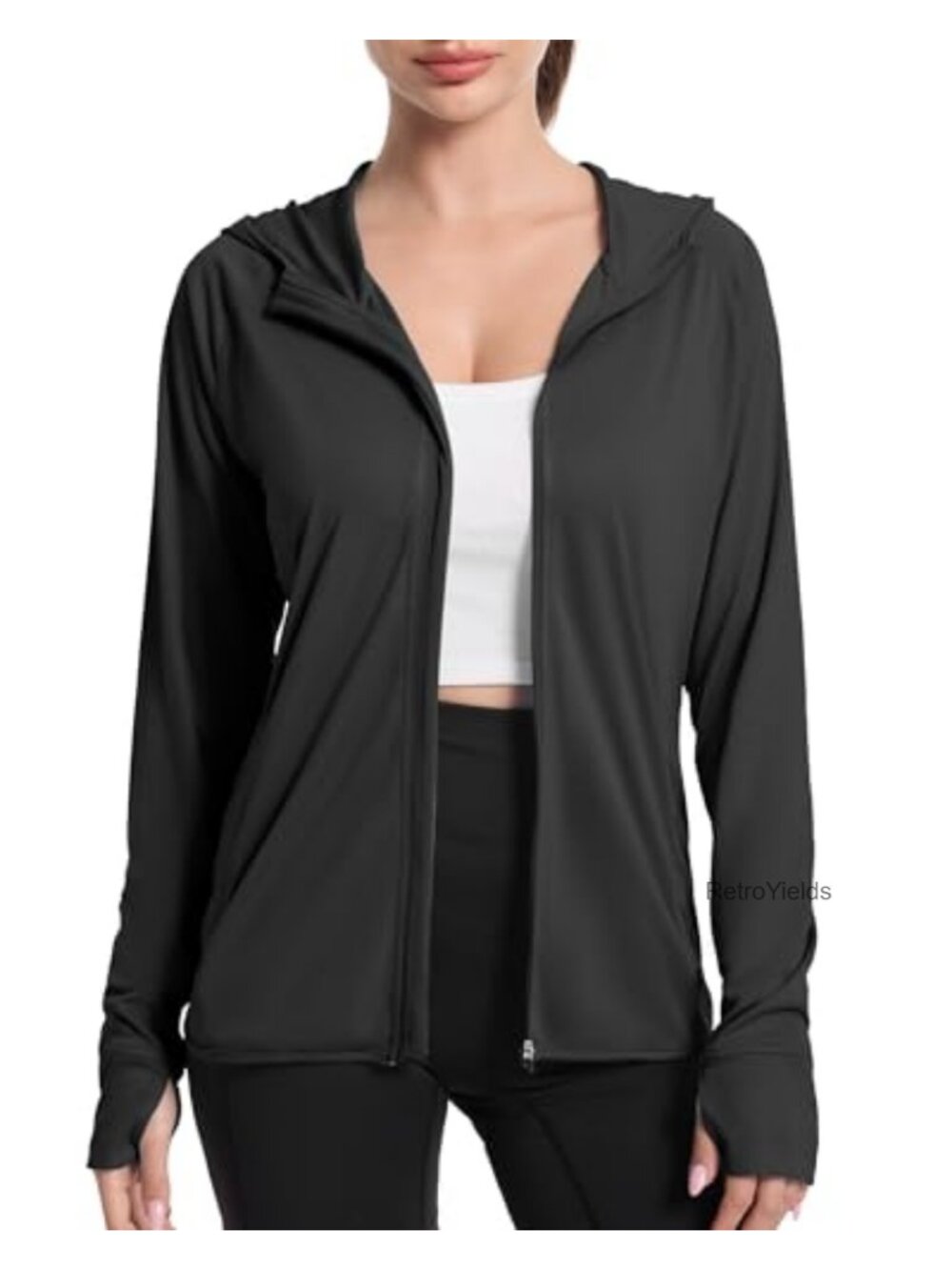 Women's UPF 50+ Lightweight Full-Zip Sun Hoodie Jacket with Thumbholes